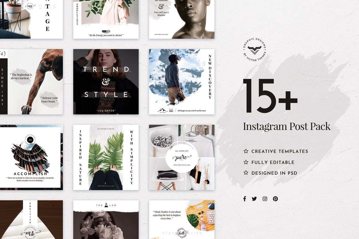 15+Instagram社交媒体平台社交故事广告模板第一素材精选 Stylish Instagram Stories Template插图