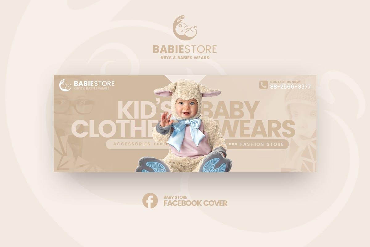 儿童婴儿服饰品牌社交推广广告设计素材 Babiestore – Kid’s & Baby Fashion Facebook Cover插图