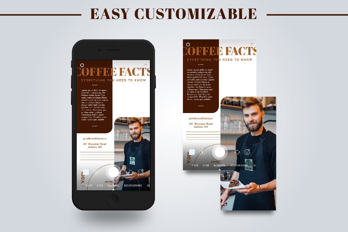 咖啡品牌故事Instagram推广设计模板蚂蚁素材精选素材 CAFEZIO – Instagram Story Kit插图