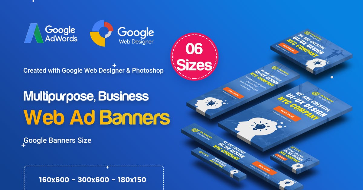 多用途即拿即用商业推广谷歌广告设计PSD模板 C09 – Multipurpose, Business Banners GWD & PSD插图