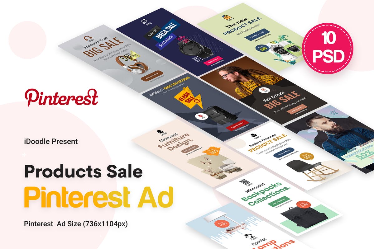电商促销活动Pinterest广告Banner设计 Products Sale Pinterest Ad插图