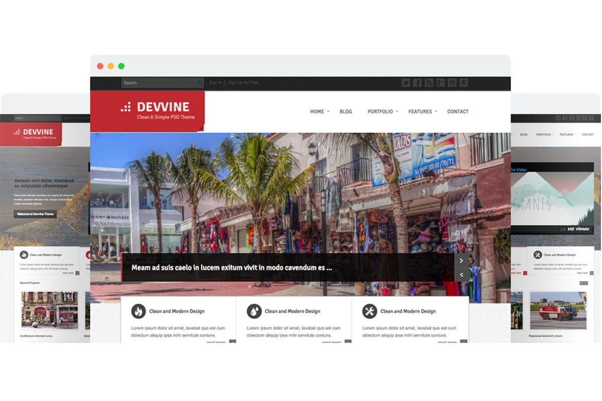 现代简约风响应式HTML5网站模板第一素材精选 Devvine – Modern & Clean Responsive Site Template插图