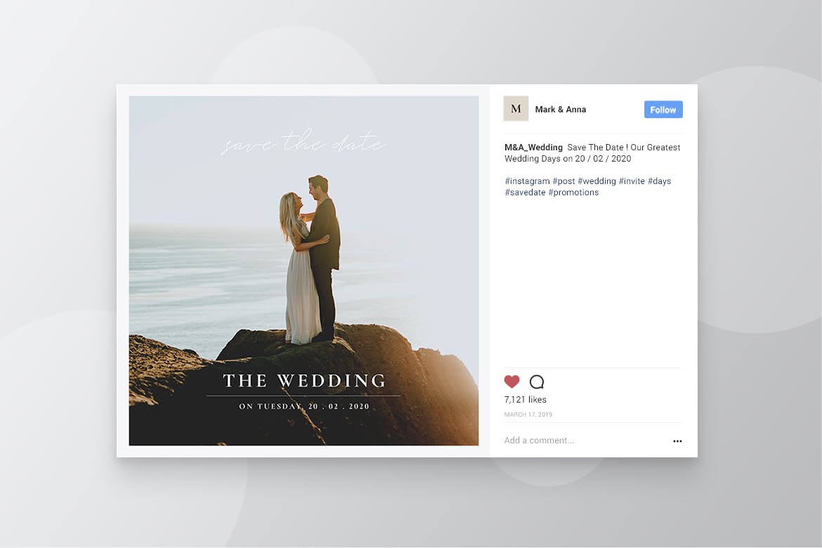 简约风婚礼婚宴活动宣传社交媒体设计套件 Wedding Minimal Social Media Post插图5