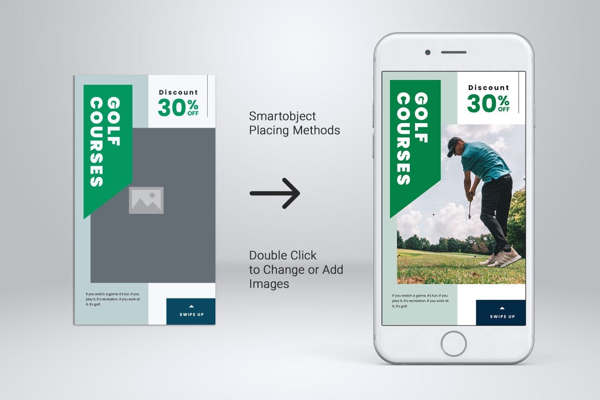 高尔夫球场/俱乐部Instagram社交媒体品牌故事推广PSD&AI模板第一素材精选 Golf Competition Instagram Stories PSD & AI插图(2)