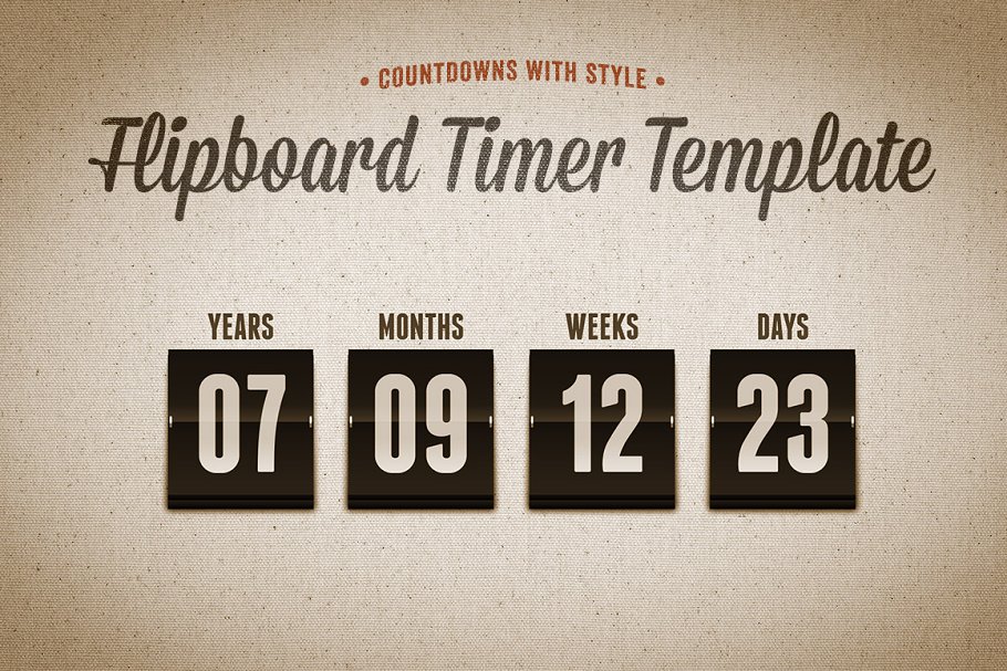 翻页倒计时页面PSD模板第一素材精选 Flipboard Countdown Timer Template插图