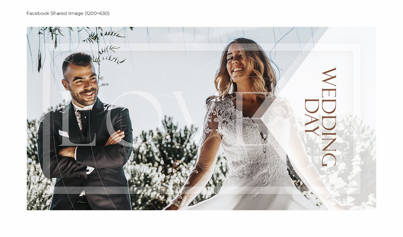 婚礼邀请函电子版社交媒体新媒体设计素材 Wedding Day Social Media Kit插图2