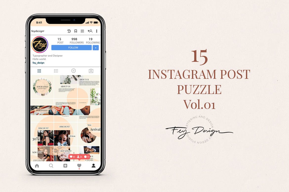 Instagram社交平台营销推广广告设计模板蚂蚁素材精选素材v01 Instagram Post Puzzle Vol.01插图(2)