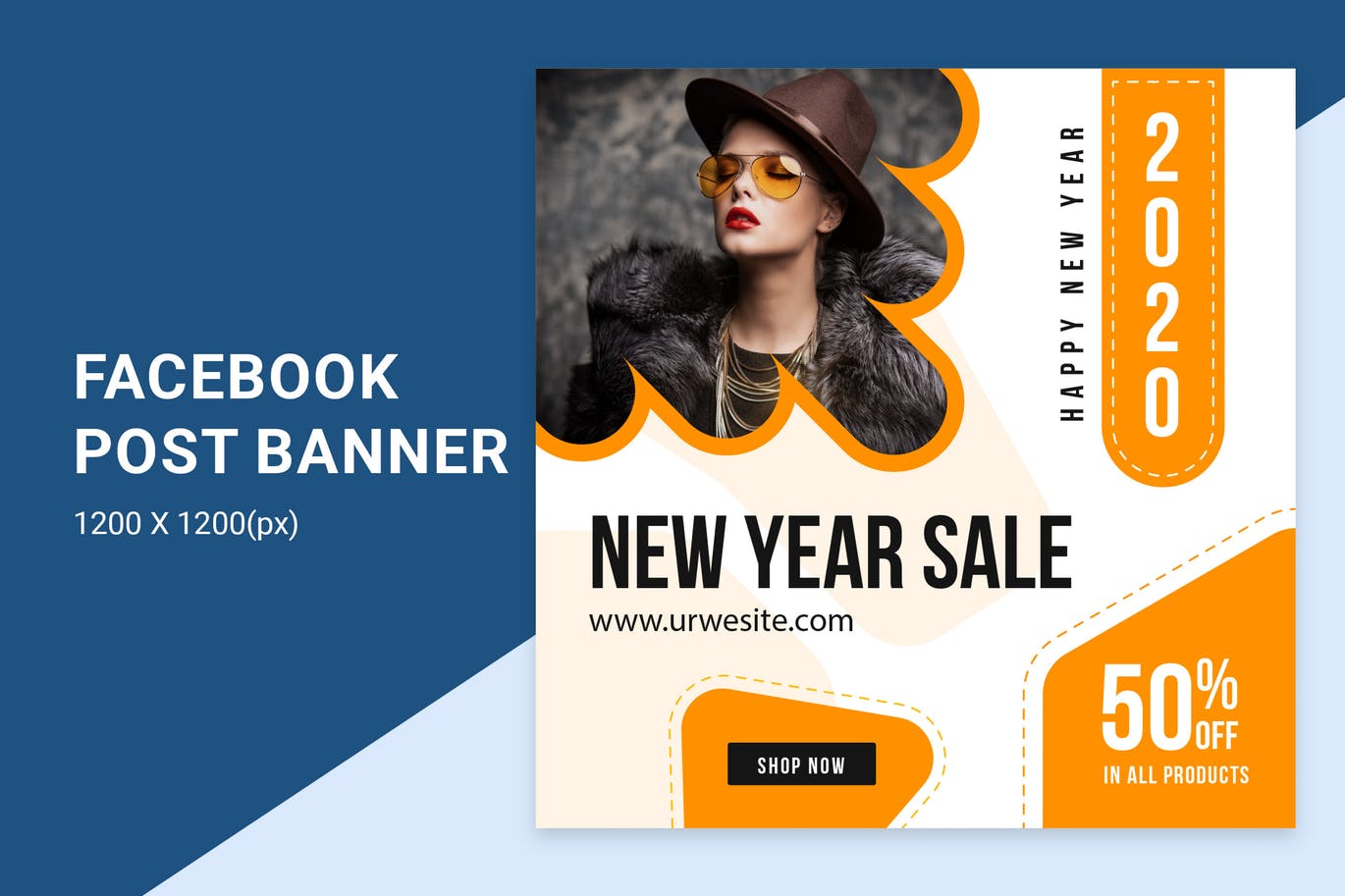 Facebook社交网站新年促销活动广告Banner设计模板大洋岛精选 New Year | Facebook Post Banner插图