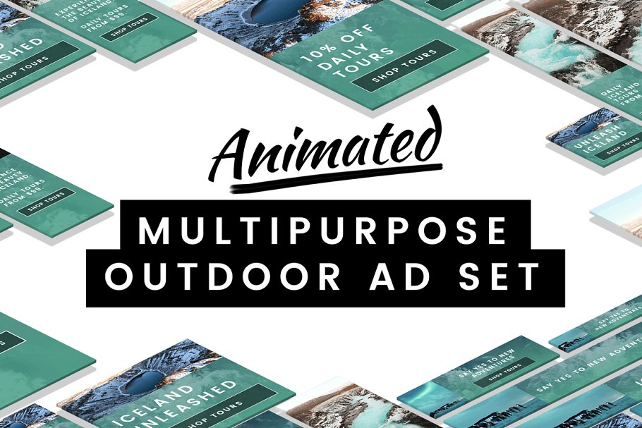 实用多用途户外动态广告模板大洋岛精选合集 Animated Multipurpose Outdoor Ad Set插图