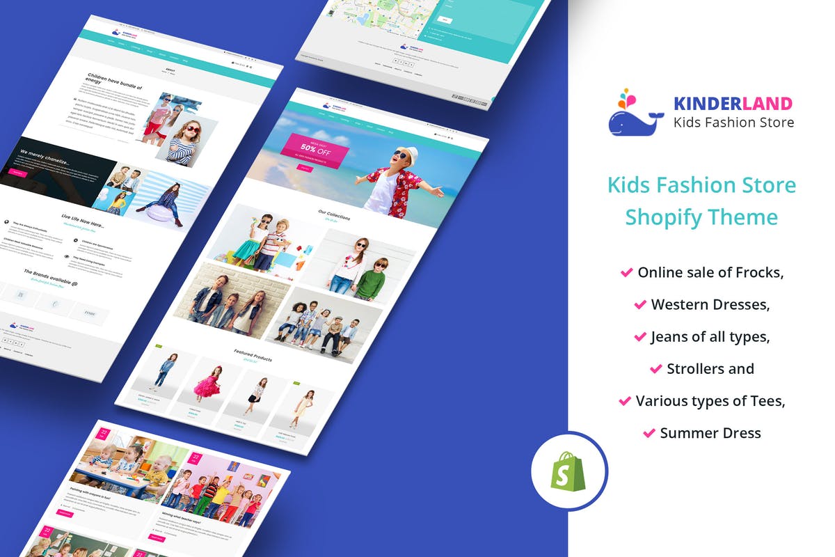 儿童服饰网上商城/外贸网站Shopify主题模板第一素材精选 Kinder land – Kids Fashion Store Shopify Theme插图