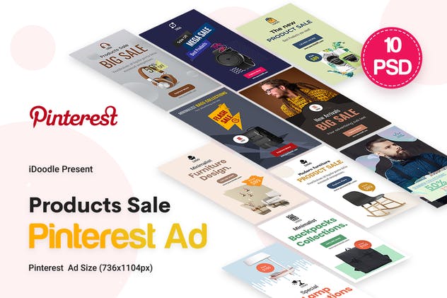 电商促销活动Pinterest广告Banner设计 Products Sale Pinterest Ad插图1