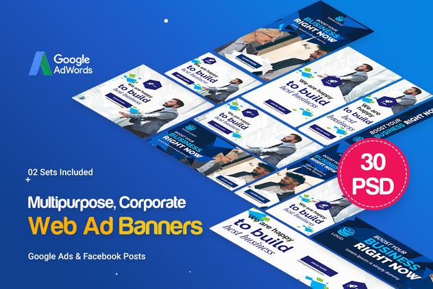 实用多尺寸网站Banner大洋岛精选广告模板套装 Multipurpose, Corporate Banners Ad插图1