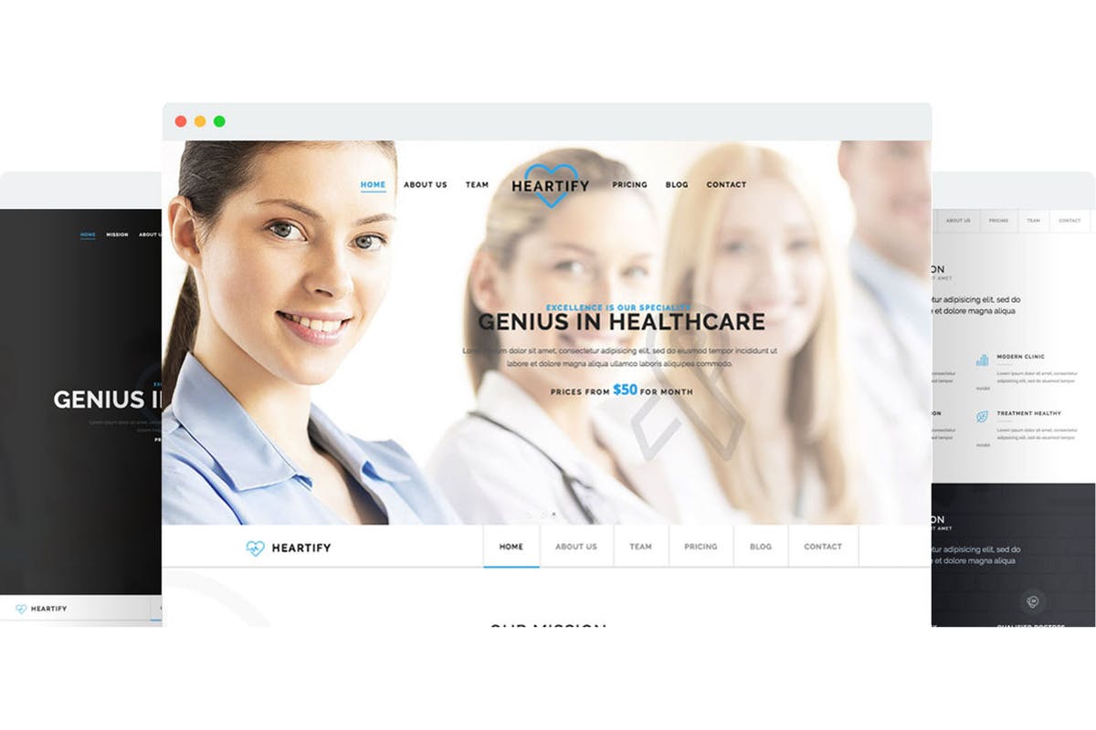 响应式医疗&健康服务网站设计模板第一素材精选 Heartify – Responsive Medical and Health Template插图