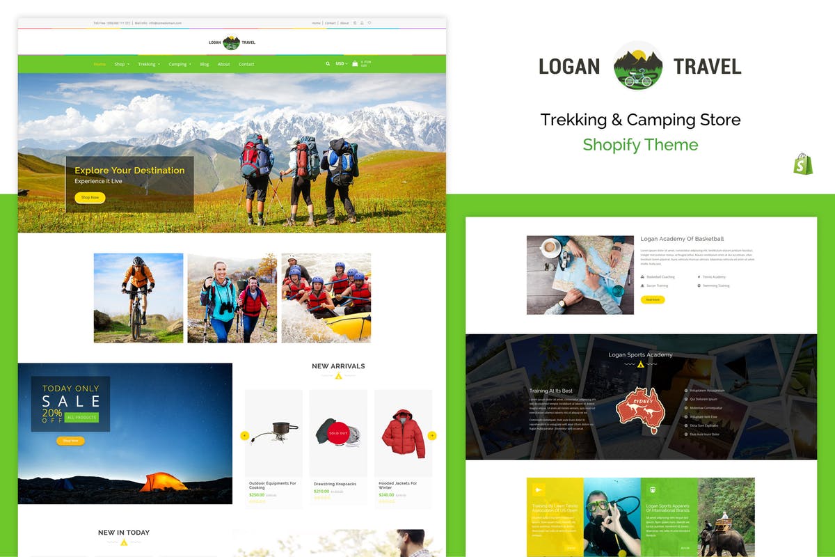 徒步旅行和露营装备网上商城Shopify主题模板第一素材精选 Logan – Trekking & Camping Store Shopify Theme插图
