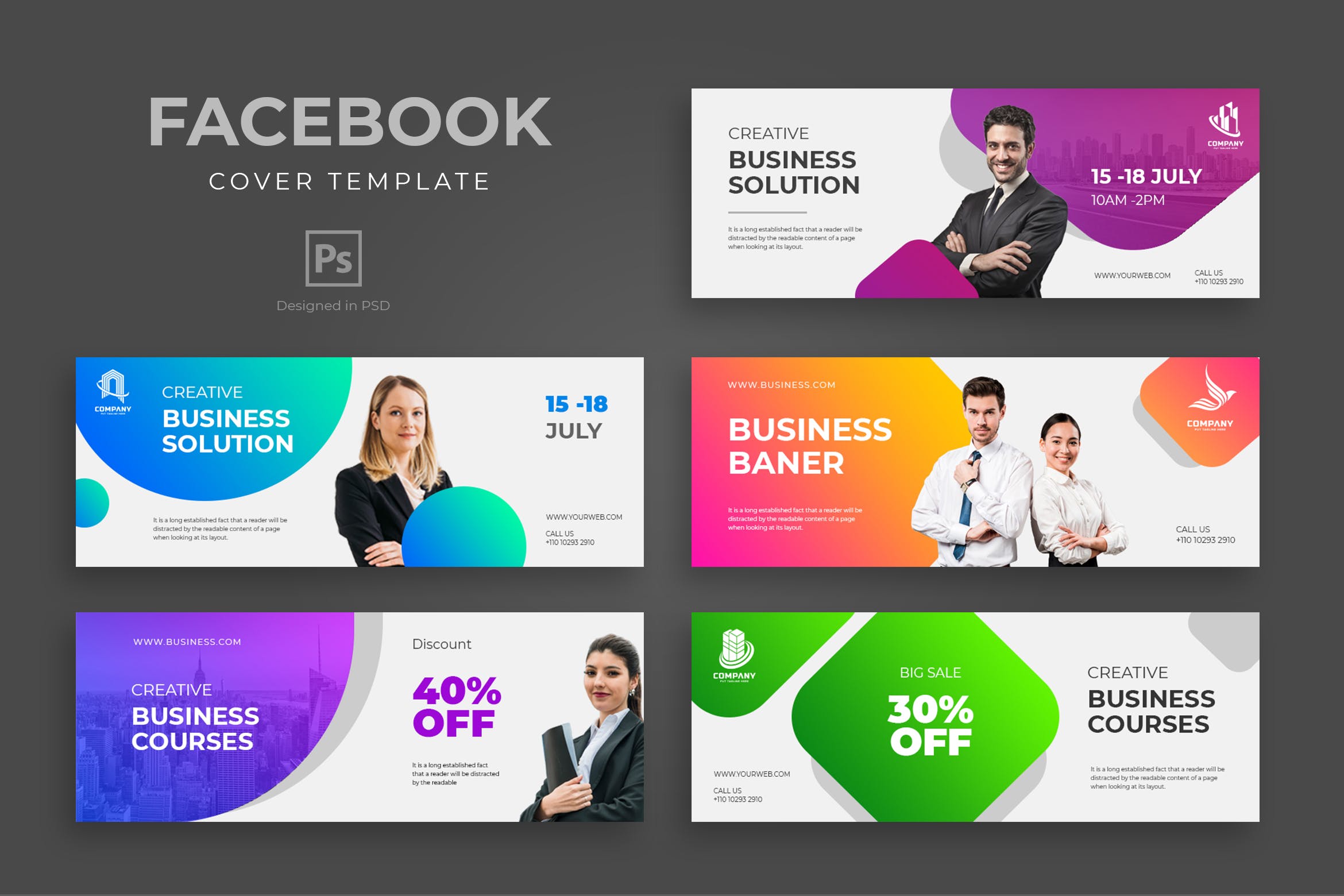 企业咨询服务Facebook主页封面设计模板第一素材精选 Business Facebook Cover Template插图