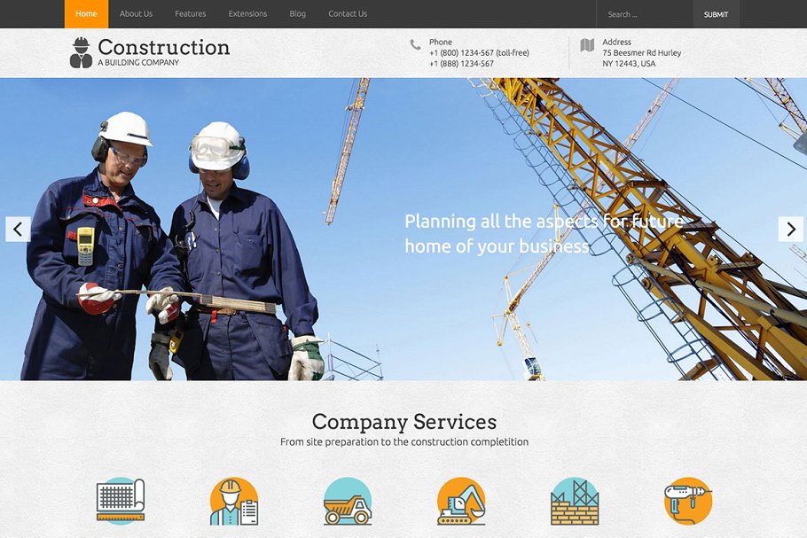 房地产开发商响应式企业网站模板蚂蚁素材精选  Hot Construction插图