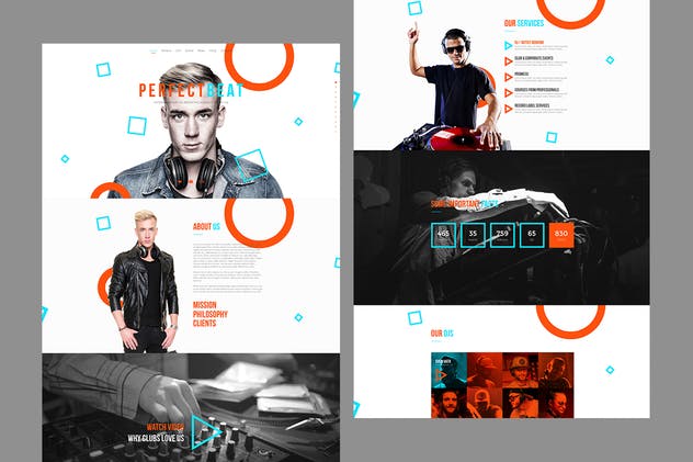 DJ/艺术家/音乐家单页网站设计Muse模板蚂蚁素材精选 PerfectBeat – DJ Booking Agency Muse Template插图(1)