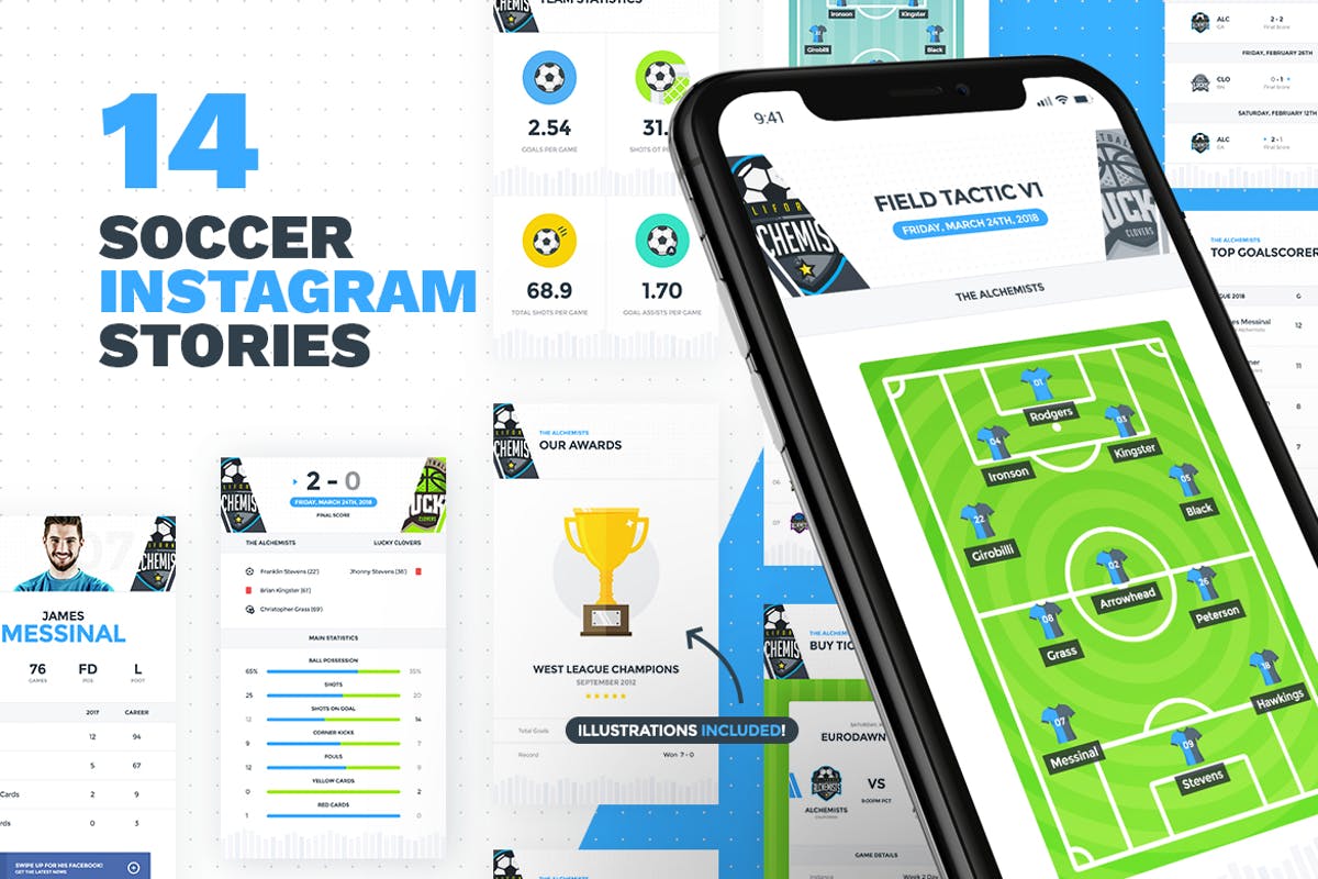 足球比赛主题 Instagram 故事模板大洋岛精选 14 Soccer – Football Instagram Stories插图