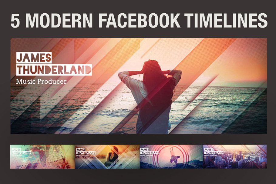 5款现代Facebook时间轴封面模板第一素材精选 5 Modern Facebook Timeline Covers插图