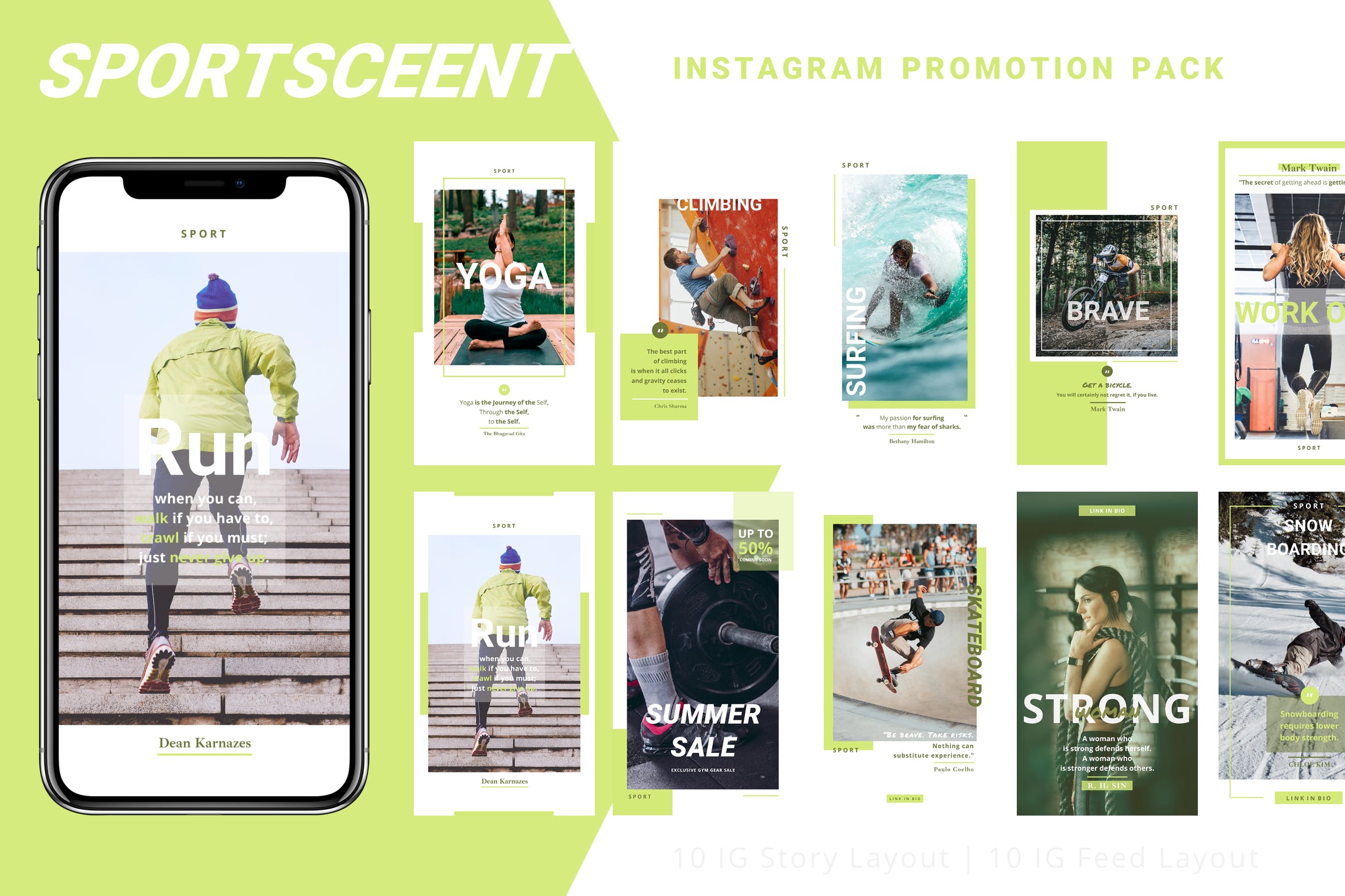 体育运动主题Instagram品牌故事设计模板第一素材精选 Sportsceent – Instagram Story Pack插图