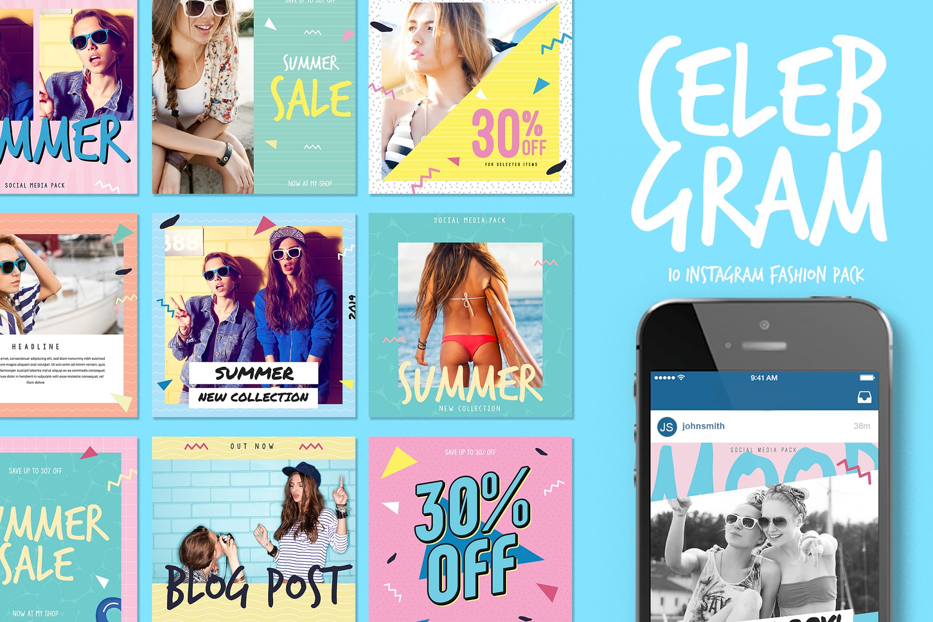 高品质时尚社交媒体INS帖子模板第一素材精选 Celebgram_Instagram Fashion Pack插图
