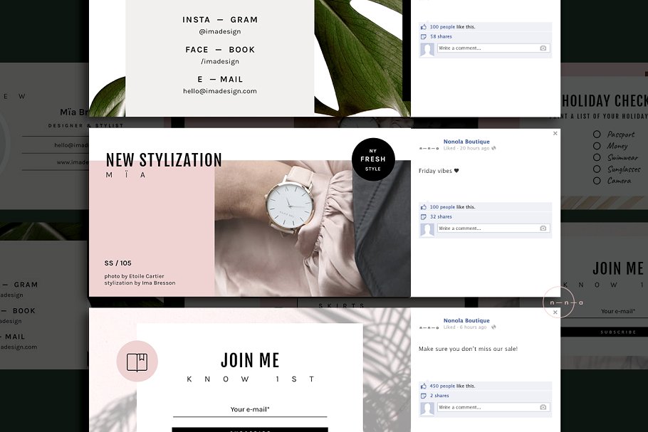 时尚主题博客&社交媒体贴图模板第一素材精选 Blogger Social Media Kit • Mïa插图(7)