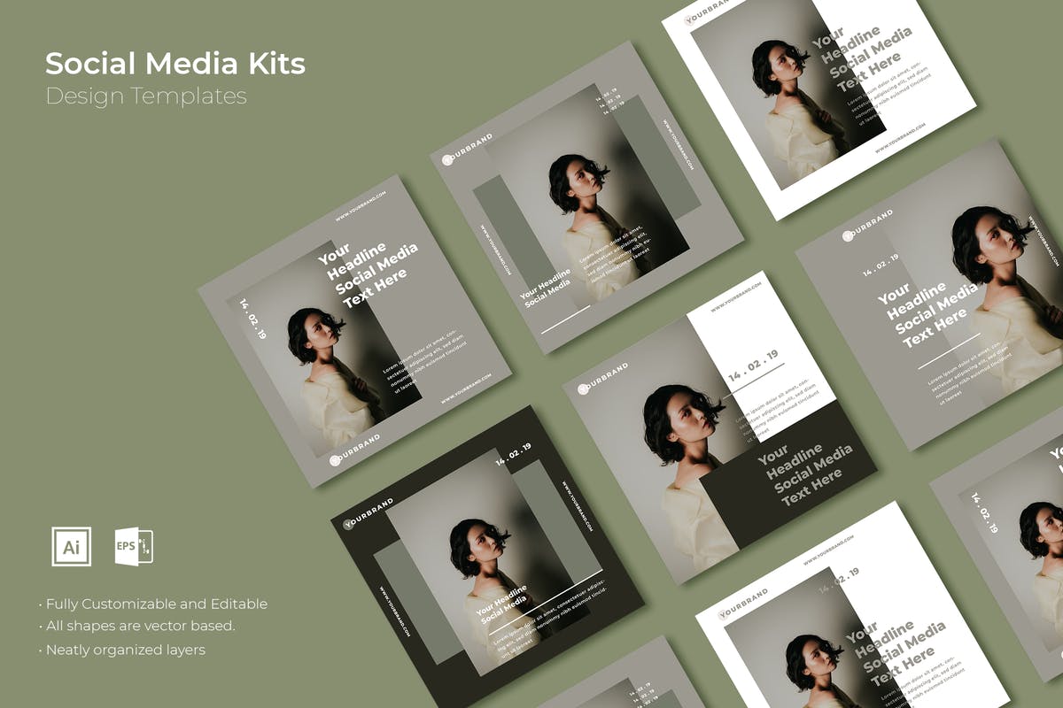 社交媒体新媒体品牌故事促销广告设计模板第一素材精选V39 SRTP – Social Media Kit.39插图