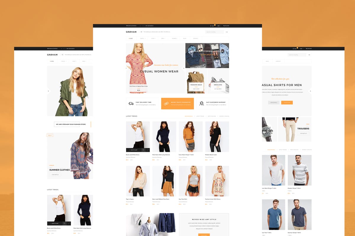 时尚服饰电商外贸网站HTML模板蚂蚁素材精选 Groham – Fashion eCommerce HTML template插图