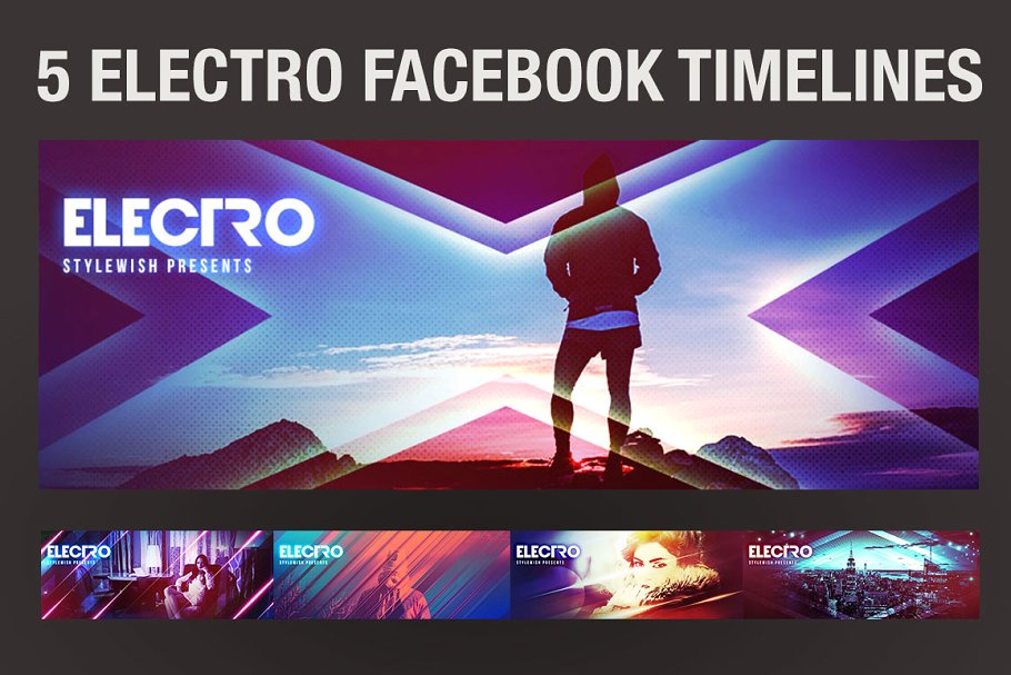 5款Electro风格Facebook时间轴模板第一素材精选 5 Electro Facebook Timeline Covers插图