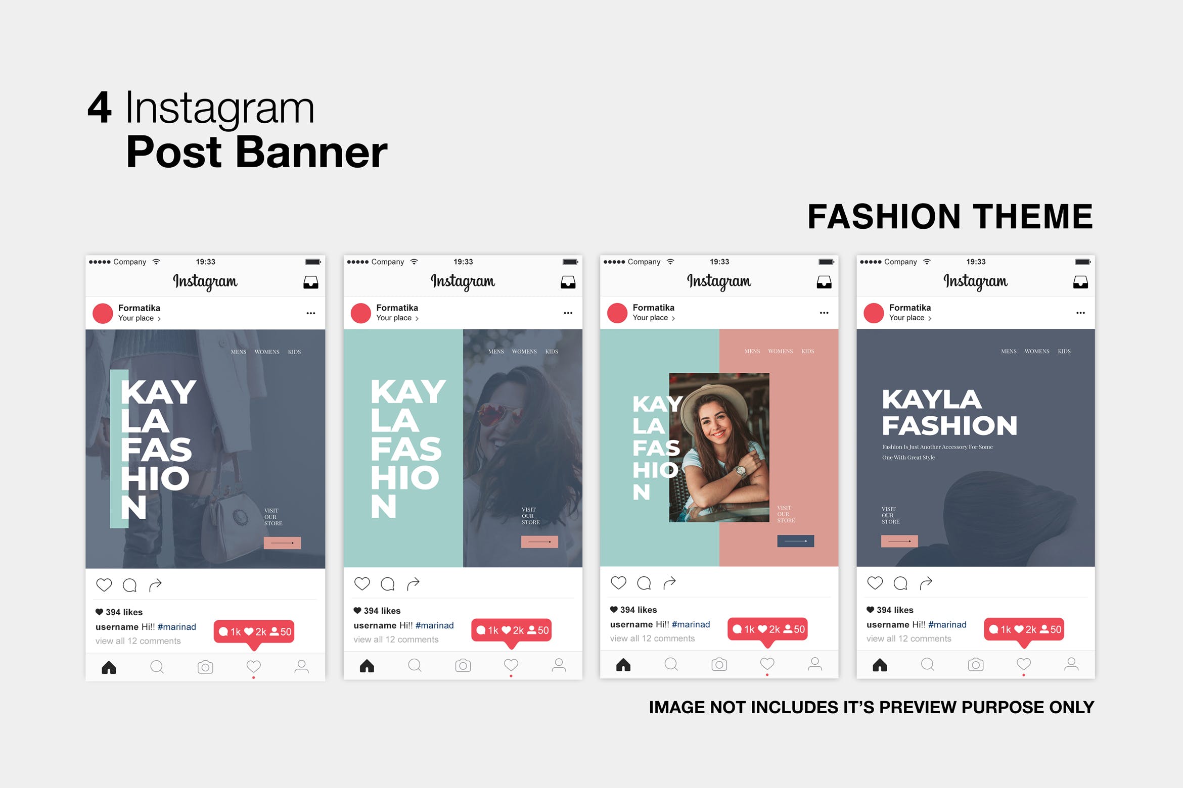 Instagram社交网站推广贴图设计模板蚂蚁素材精选素材 Kayla Fashion Instagram Post插图