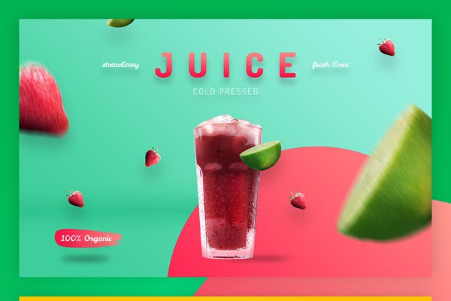 10款有机果汁主题巨无霸广告图片模板蚂蚁素材精选 Organic Juice – 10 Premium Hero Image Templates插图(5)