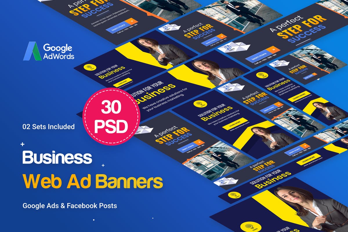多用途企业业务宣传推广谷歌Banner大洋岛精选广告模板 Multipurpose, Business, Startup Banners Ad插图