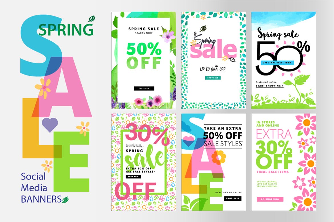春季促销主题网站广告Banner图素材v5 Spring sale banners插图