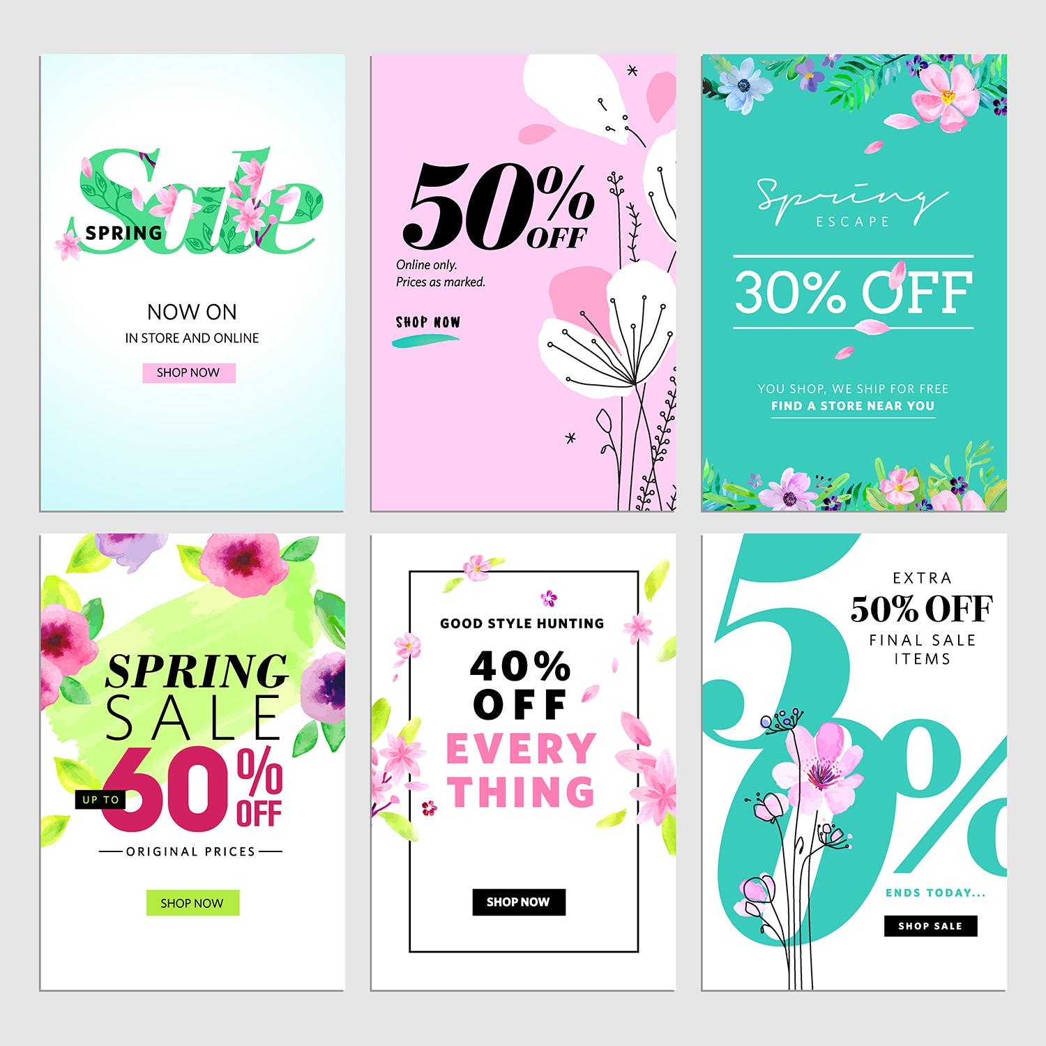 春季促销主题网站广告Banner图素材v7 Spring sale banners插图(1)