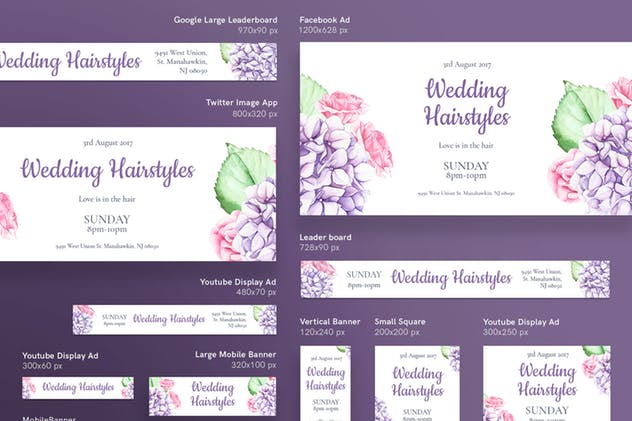 婚礼发型设计企业广告Banner设计模板 Wedding Hairstyle Banner Pack Template插图2 婚礼发型设计企业广告Banner设计模板 Wedding Hairstyle Banner Pack Template插图2