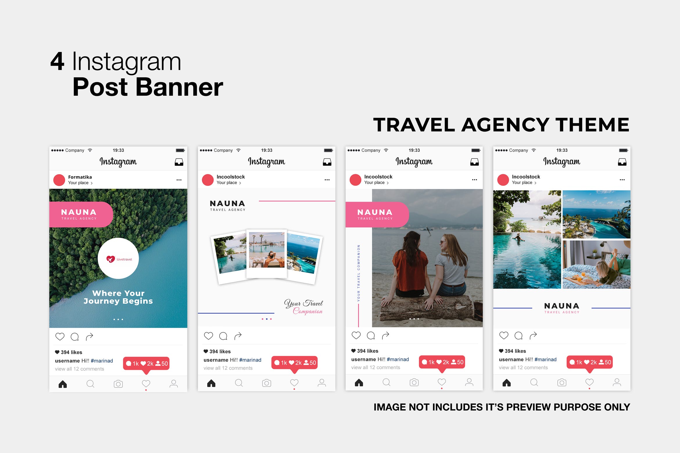 旅行社社交推广Instagram文章贴图设计模板第一素材精选 Nauna Travel Agency Instagram Post插图
