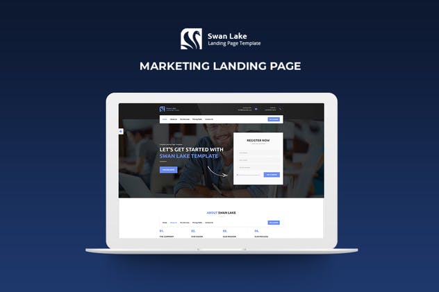 现代创意电子营销着陆页HTML5模板蚂蚁素材精选 Swan Lake – Lead Generation Marketing Landing Page插图(1)