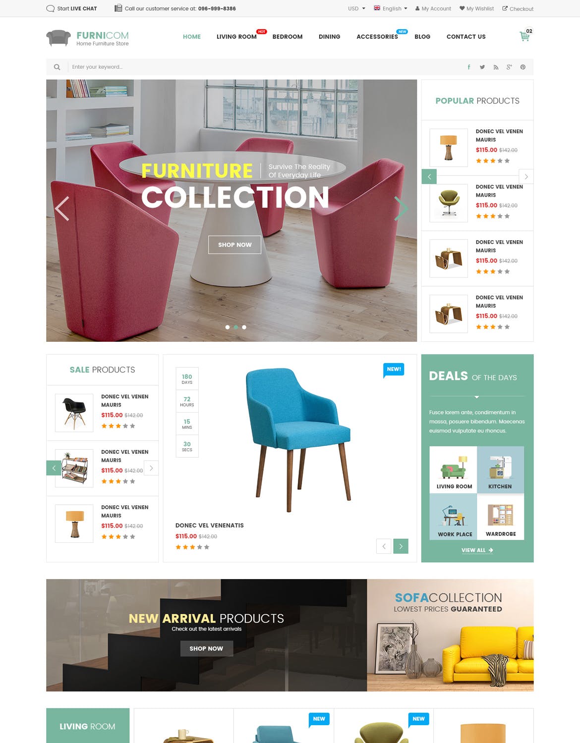 家具家装网上商城HTML模板第一素材精选 Furnicom – Furniture & Interior HTML Template插图(3)