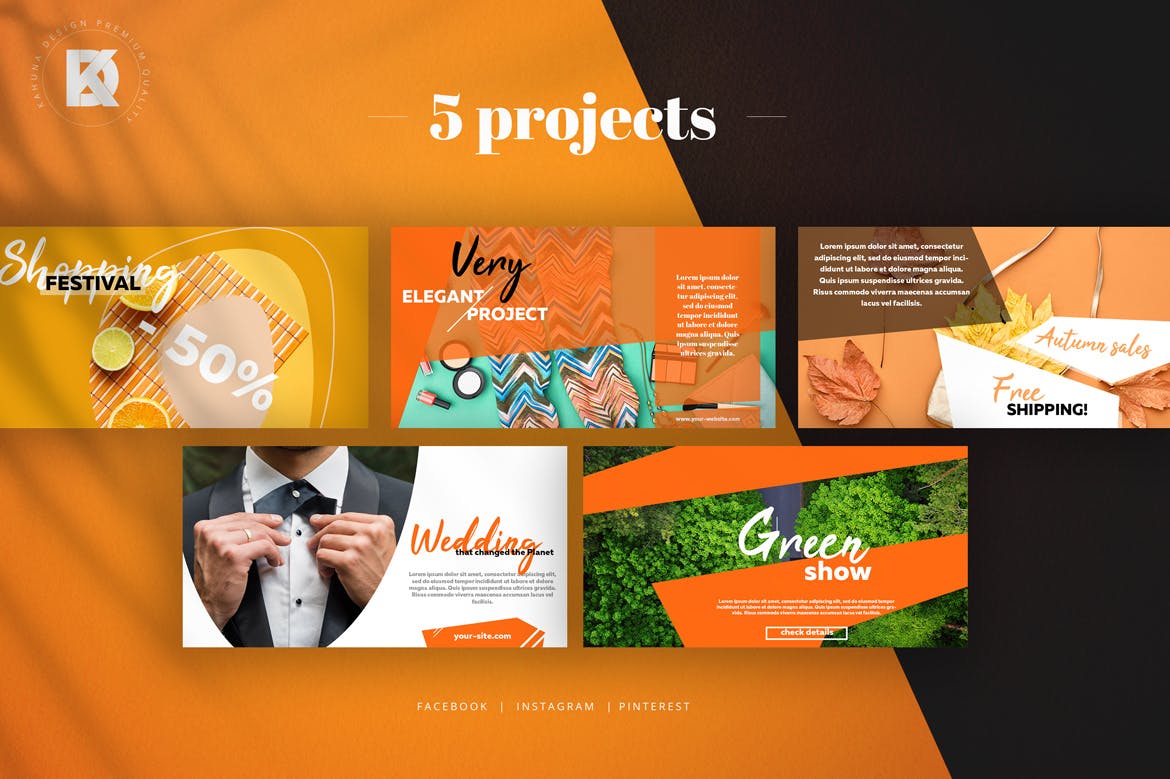 橙色社交媒体新媒体营销推广设计素材 Orange Social Media Banners Pack插图(3)