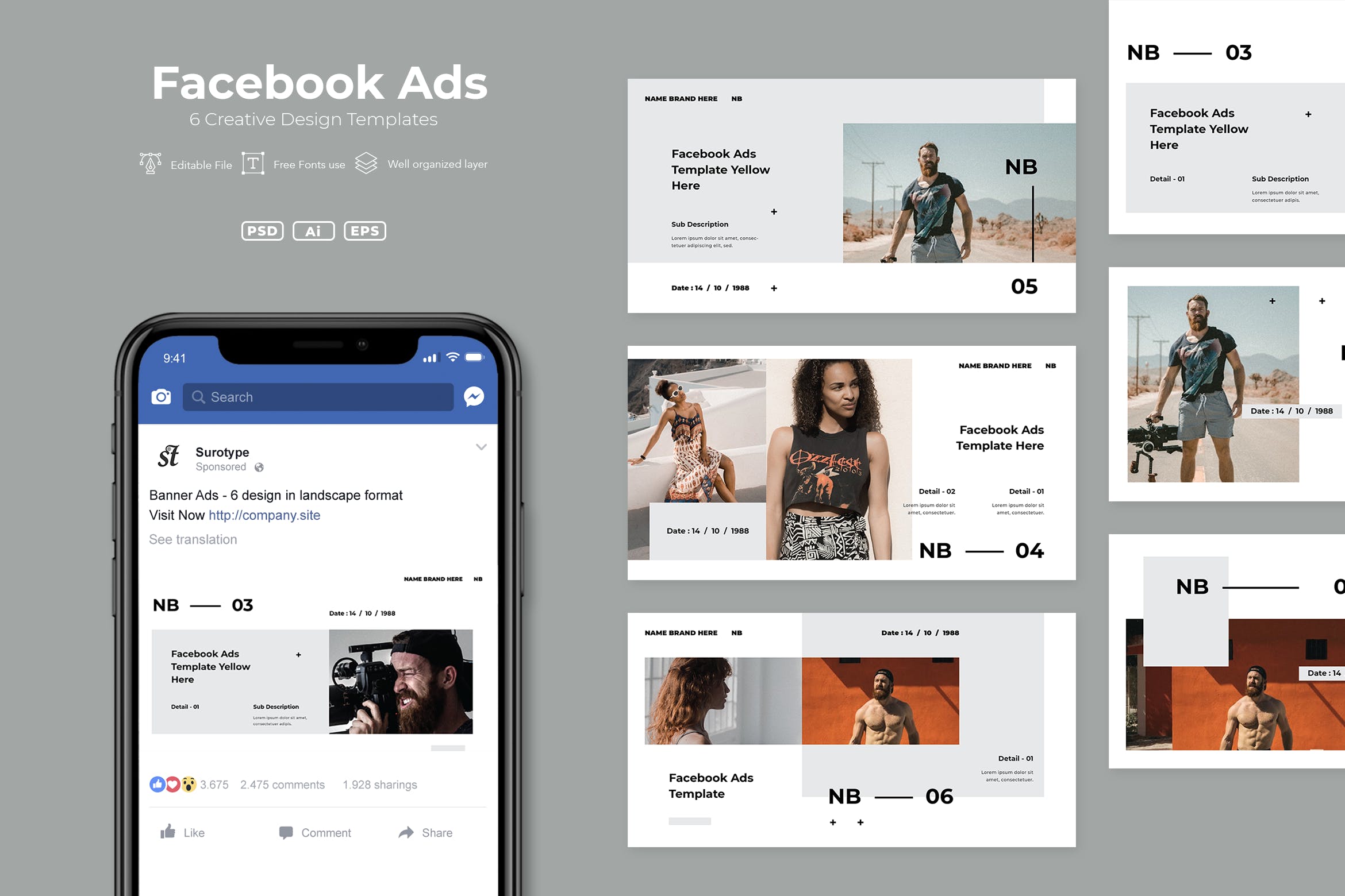 创意Facebook品牌推广广告设计模板第一素材精选v14 SRTP – Facebook Ads. v14插图