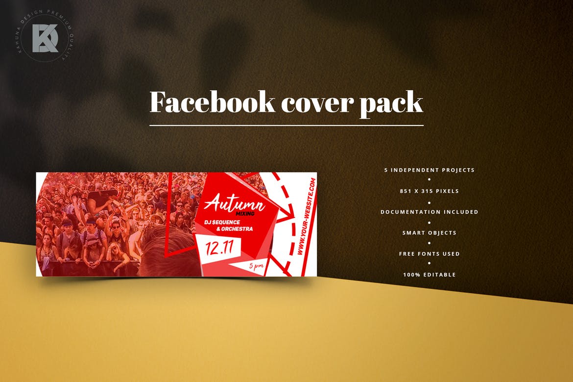 音乐节/音乐演出活动Facebook主页封面设计模板第一素材精选 Music Facebook Cover Pack插图(5)