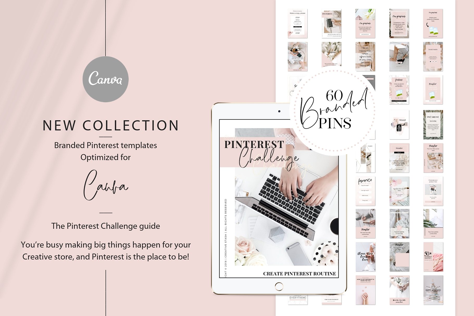 高品质的品牌社交媒体宣传Canva模板第一素材精选 Branded pins + Pinterest guide [jpg,pdf]插图