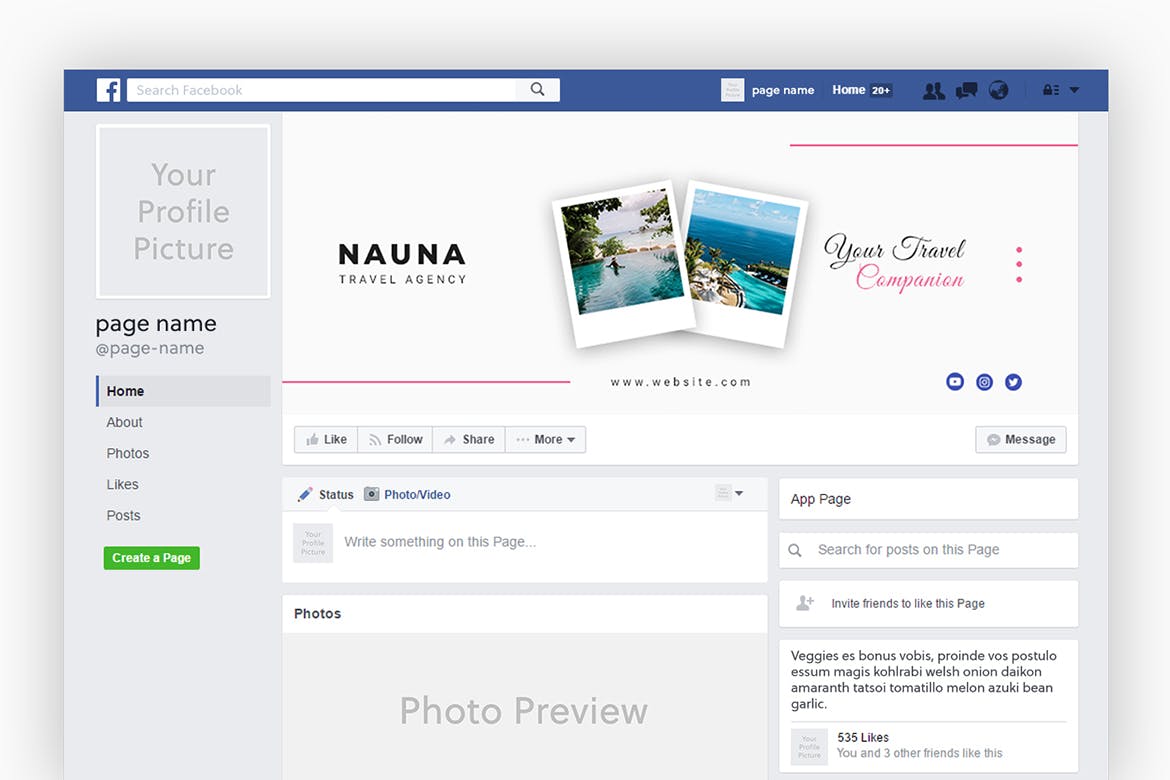 旅游代理商Facebook营销主页封面设计模板大洋岛精选 Nauna Travel Agency Facebook Cover插图3 旅游代理商Facebook营销主页封面设计模板大洋岛精选 Nauna Travel Agency Facebook Cover插图3