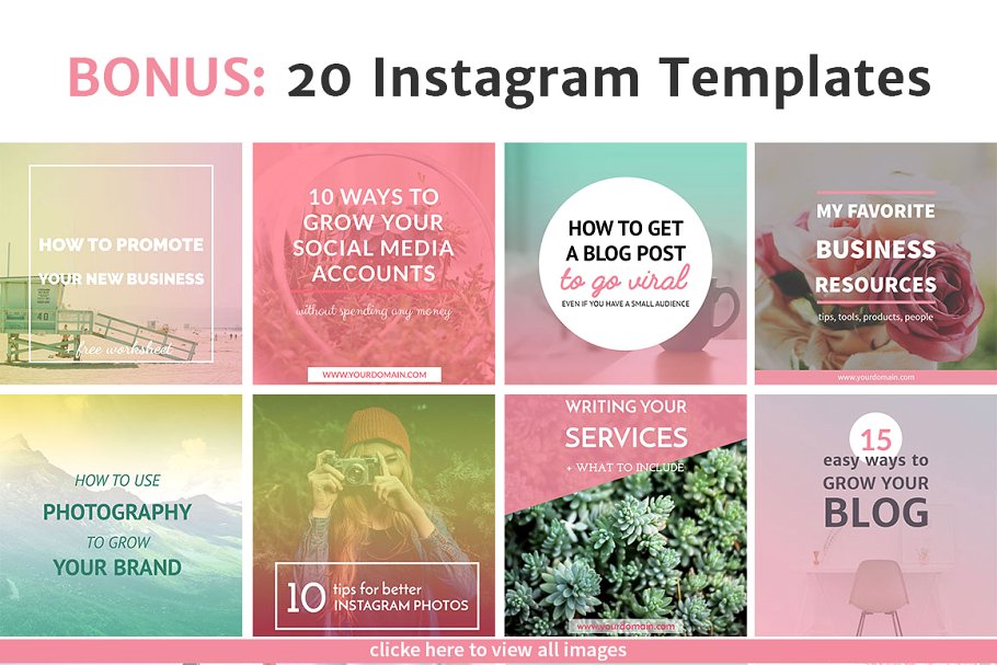 20款博客&Instagram设计贴图模板第一素材精选 20 Blog Post and Instagram Templates插图(1)