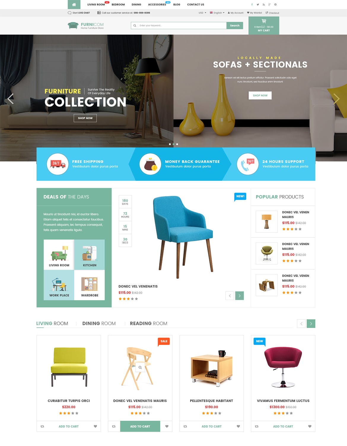 家具家装网上商城HTML模板第一素材精选 Furnicom – Furniture & Interior HTML Template插图(2)
