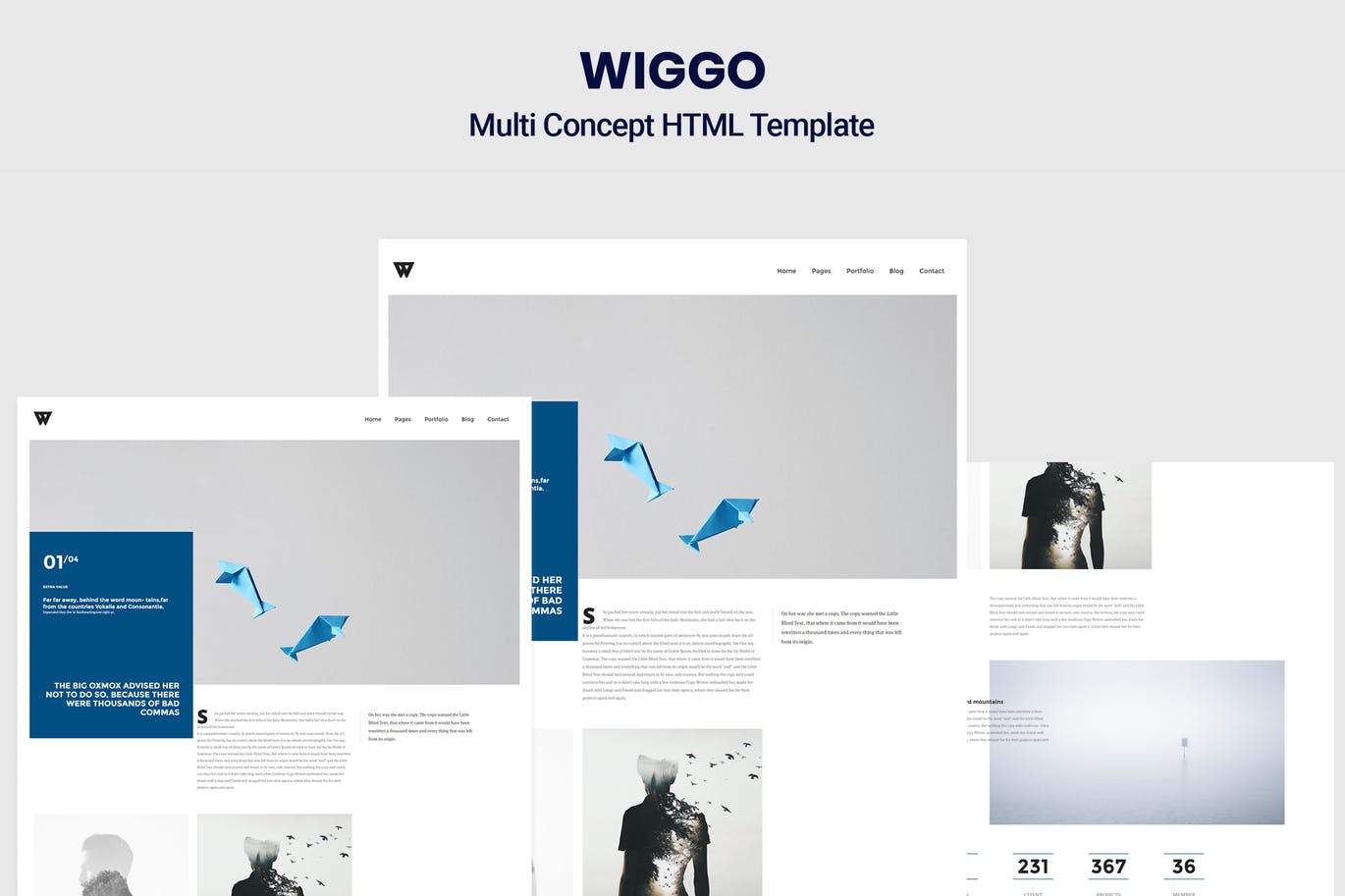广告代理商/杂志/个人博客网站设计适用的HTML模板第一素材精选 Wiggo – Multi Concept HTML Template插图