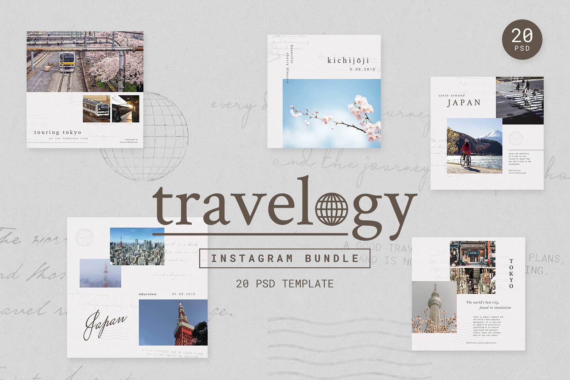 旅行日志Ins贴图模板蚂蚁素材精选合集 Instagram Bundle – TRAVELOGY插图