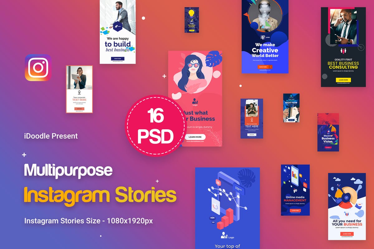 Instagram社交媒体品牌故事网页第一素材精选广告模板 Instagram Stories Multipurpose, Business Ad插图