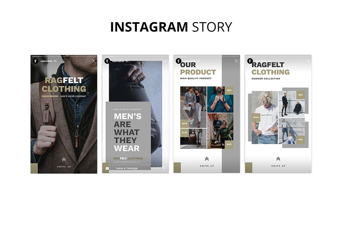 时尚男装推广Instagram品牌故事设计模板蚂蚁素材精选 Ragfelt Man Fashion Instagram Story插图(2)