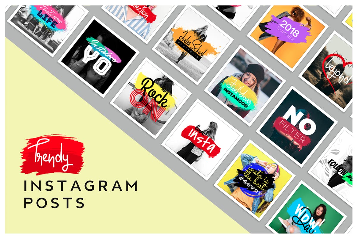 时尚充满活力的Instagram帖子设计模板第一素材精选 Trendy & Vibrant Instagram Posts Templates插图